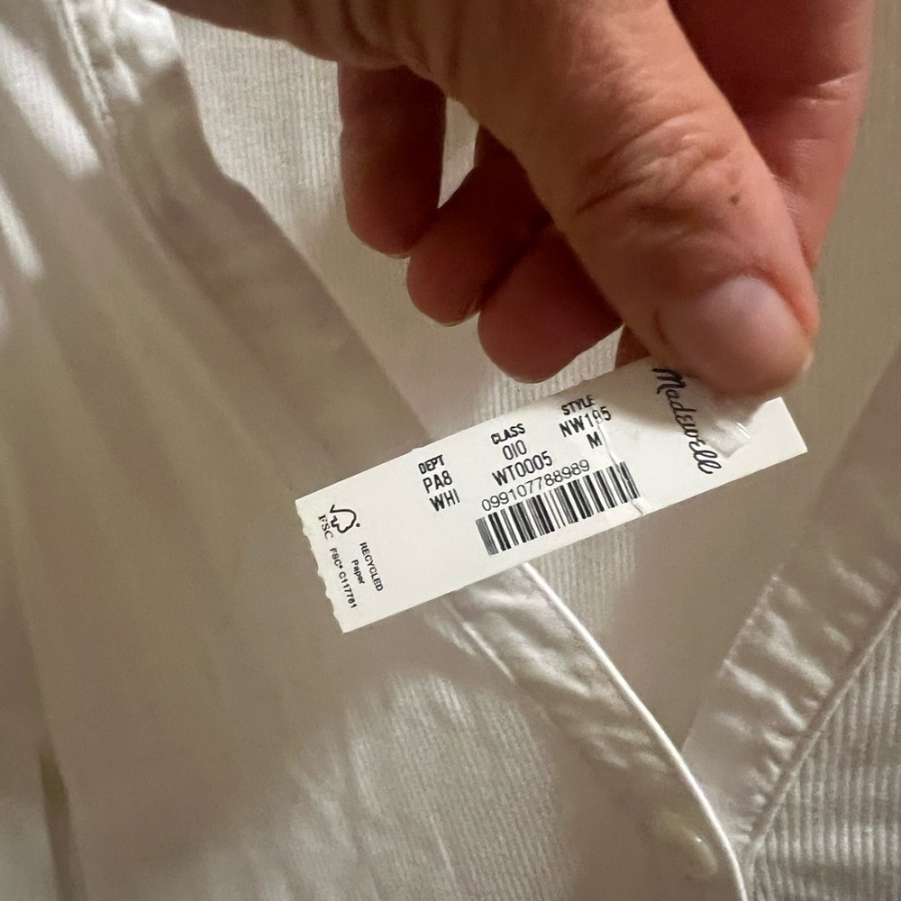 Madewell Crisp White V-Neck Blouse - Picture 3 of 3